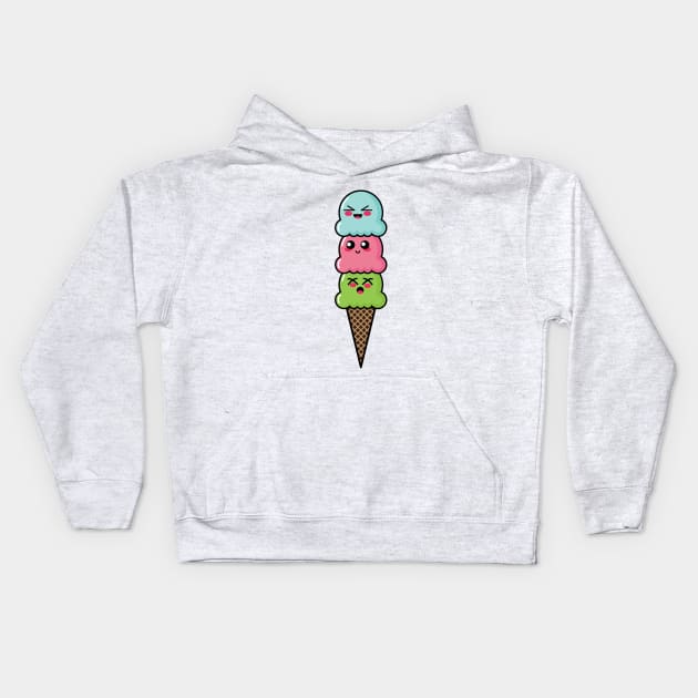 Cute Ice Cream Cone Kids Hoodie by lisanisafazrin